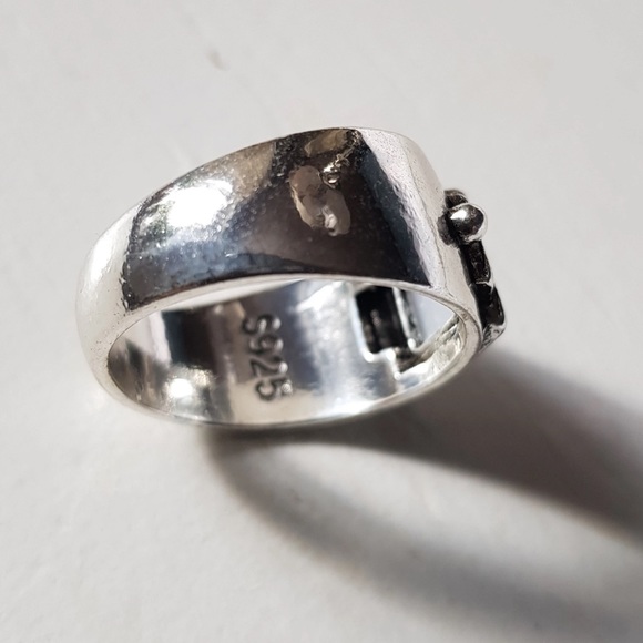 New silver  Vintage Resin Moonlight  Geometric Square Ring - Picture 6 of 6